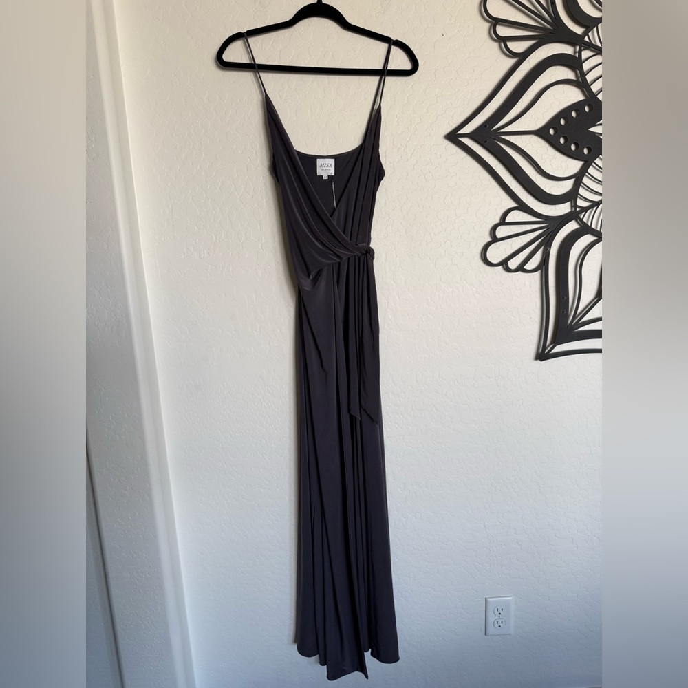 MISA LOS ANGELES Veronika Sleeveless Wrap Maxi Dress in Slate - NEW - XS - Picture 4 of 7